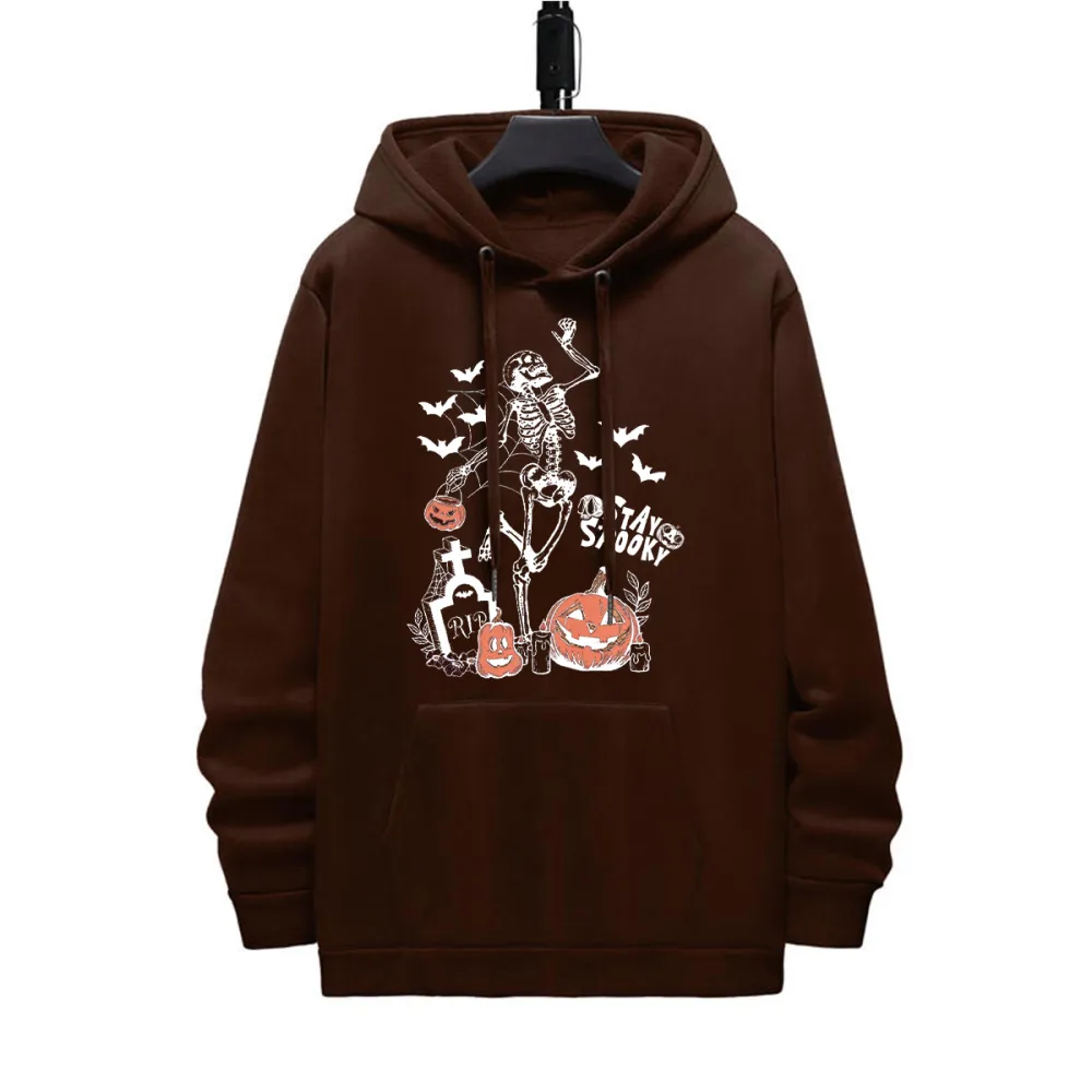 STAY SPOOKY HALLOWEEN PATTERN PRINTED HOODIE