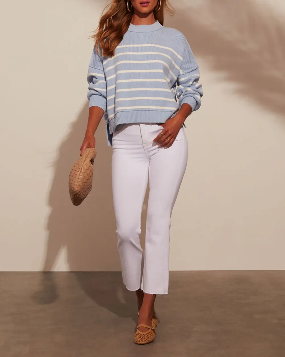 Emory Mock Neck Striped Pullover Sweater