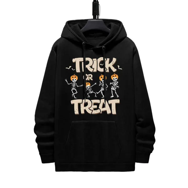 TRICK OR TREAT HALLOWEEN PATTERN PRINTED HOODIE