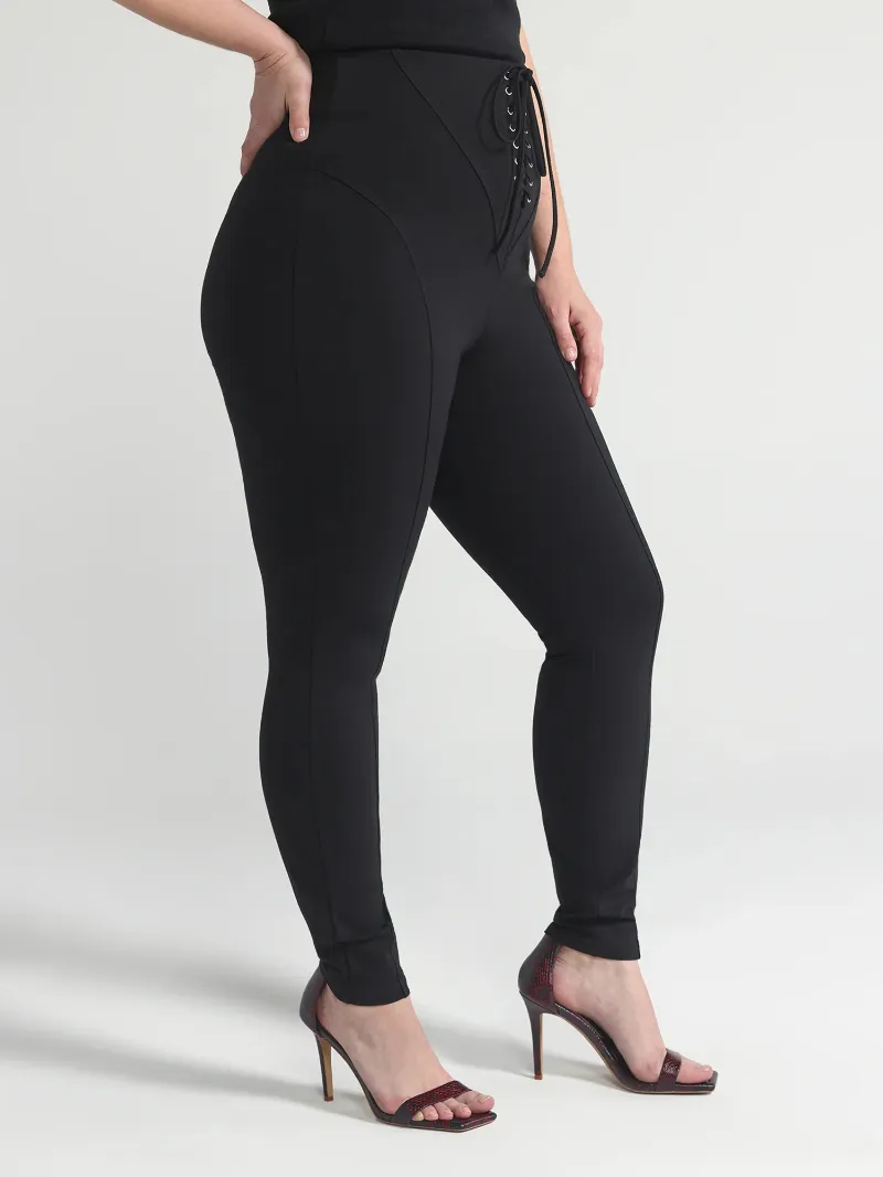 Gracie Lace Up Ponte Knit Leggings