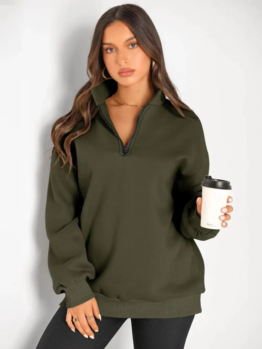 Oversized Sweatshirts Half Zip Pullover Long Sleeve