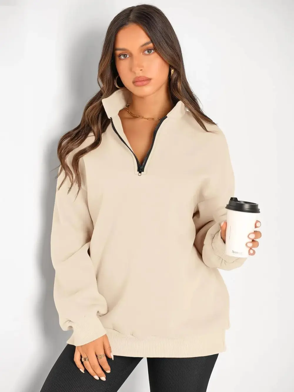 Oversized Sweatshirts Half Zip Pullover Long Sleeve