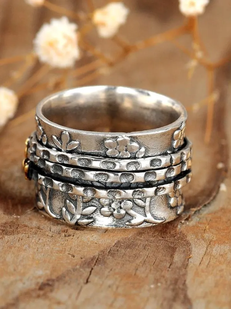 Vintage Floral & Bees Carving Ring