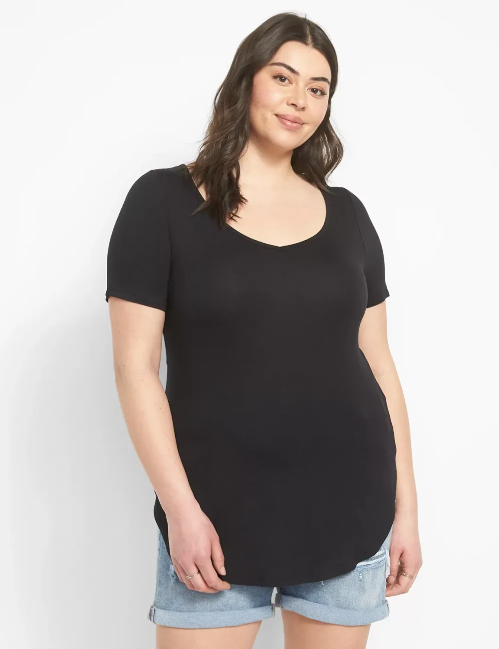 Fitted Perfect Sleeve V-Neck Tunic Tee