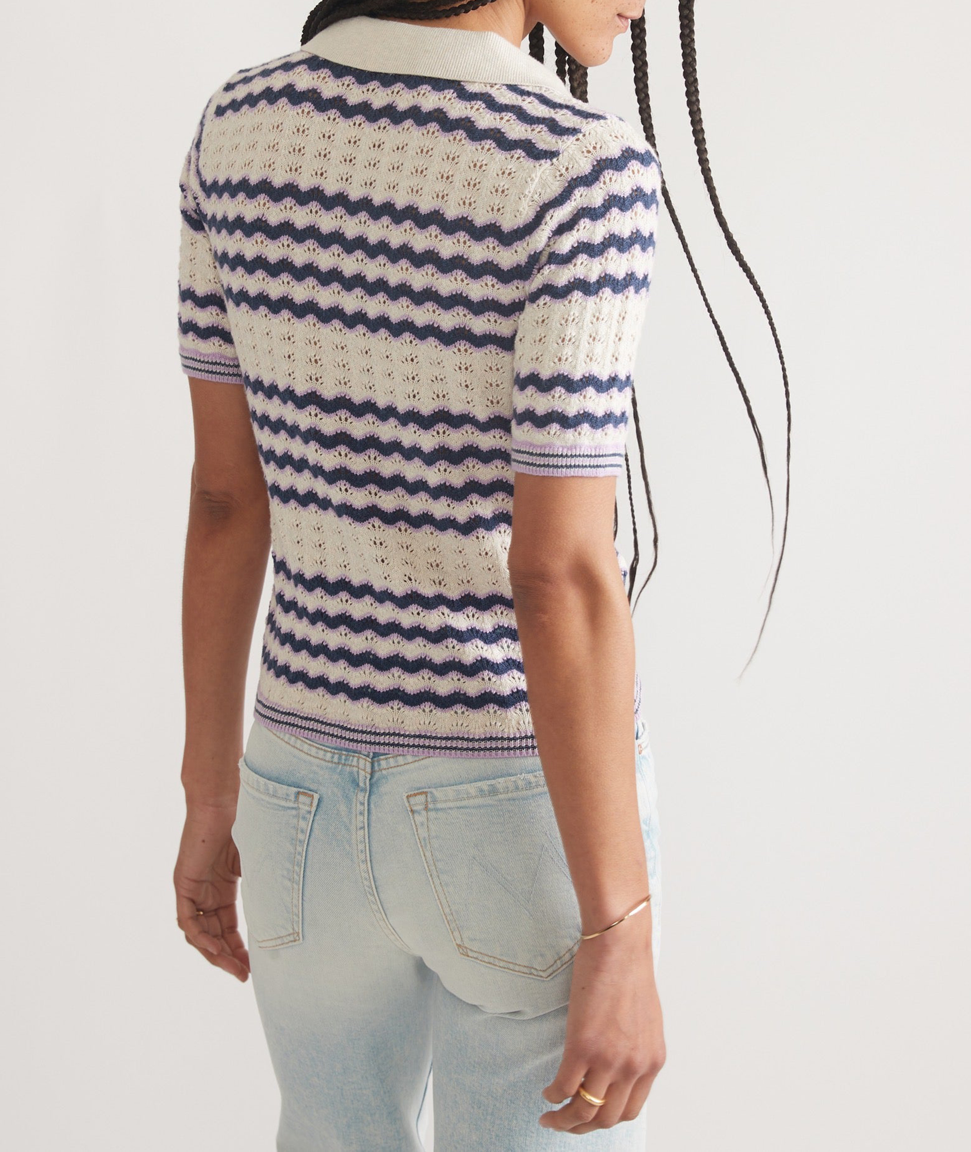 Blue Stripes Sweater Polo