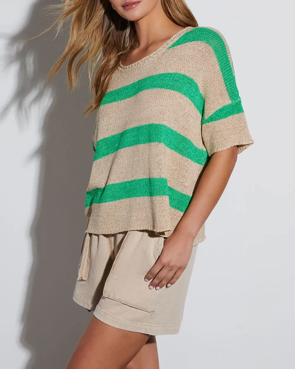 Ardelle Striped Short Sleeve Sweater