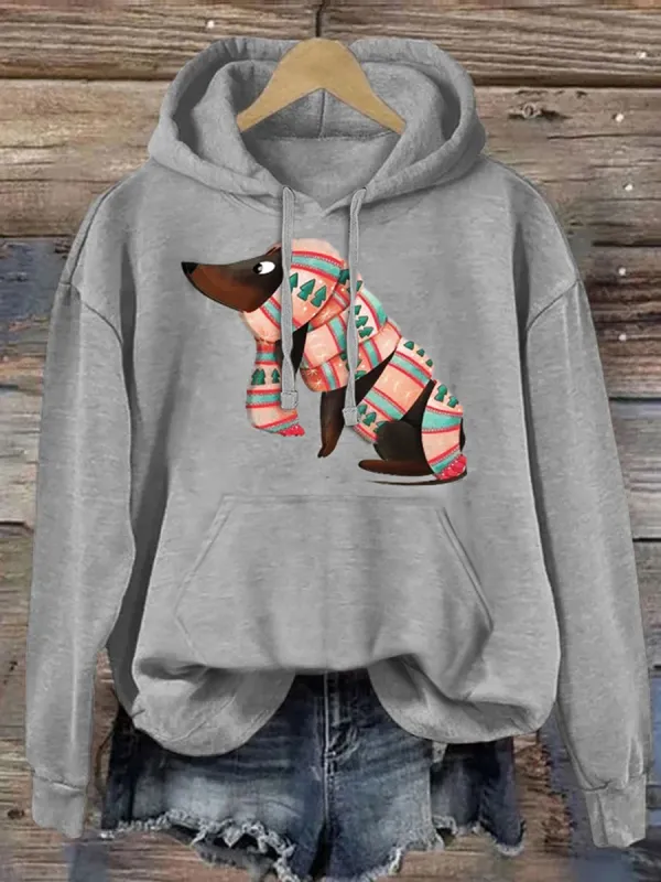 Art Dog Print Hoodie