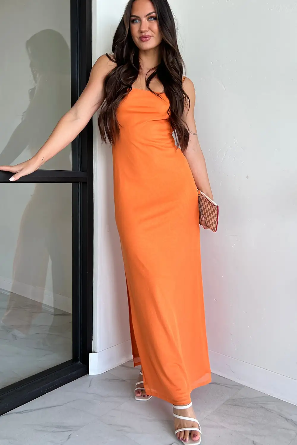 Sun Kissed Moment Mesh Maxi Dress (Orange)