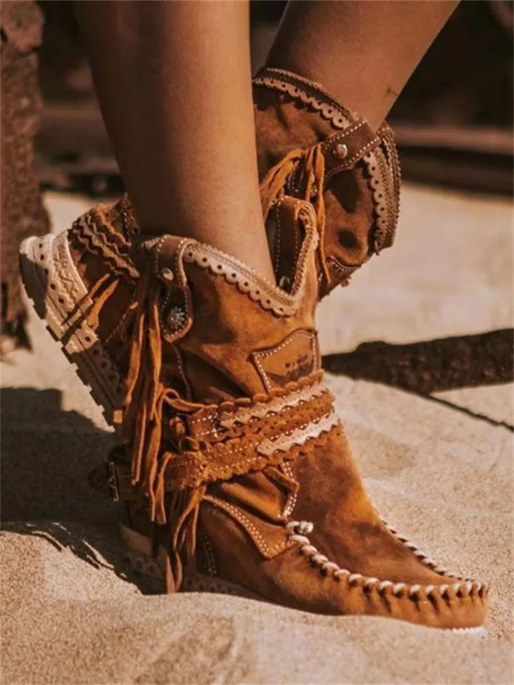 Vintage Tassels Soft Cozy Ankle Boots