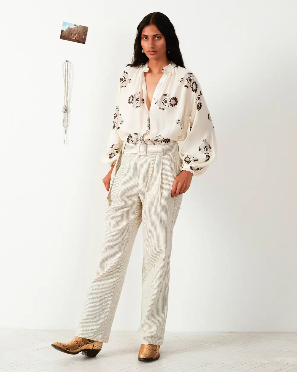 Colette Cloud Stripe Belted Pant