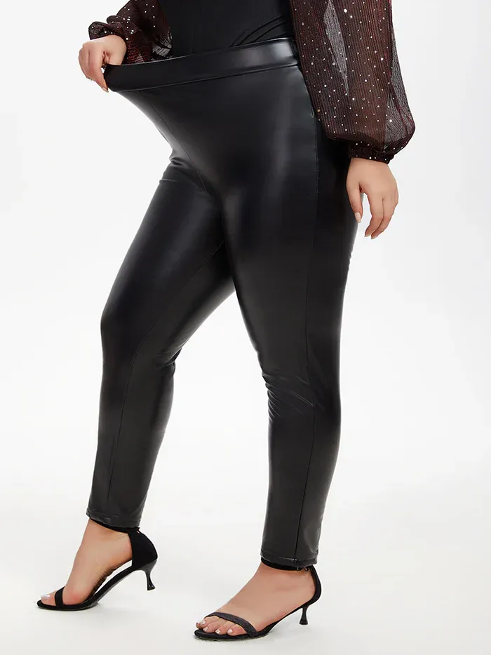 High Waist PU Leather Skinny Pants