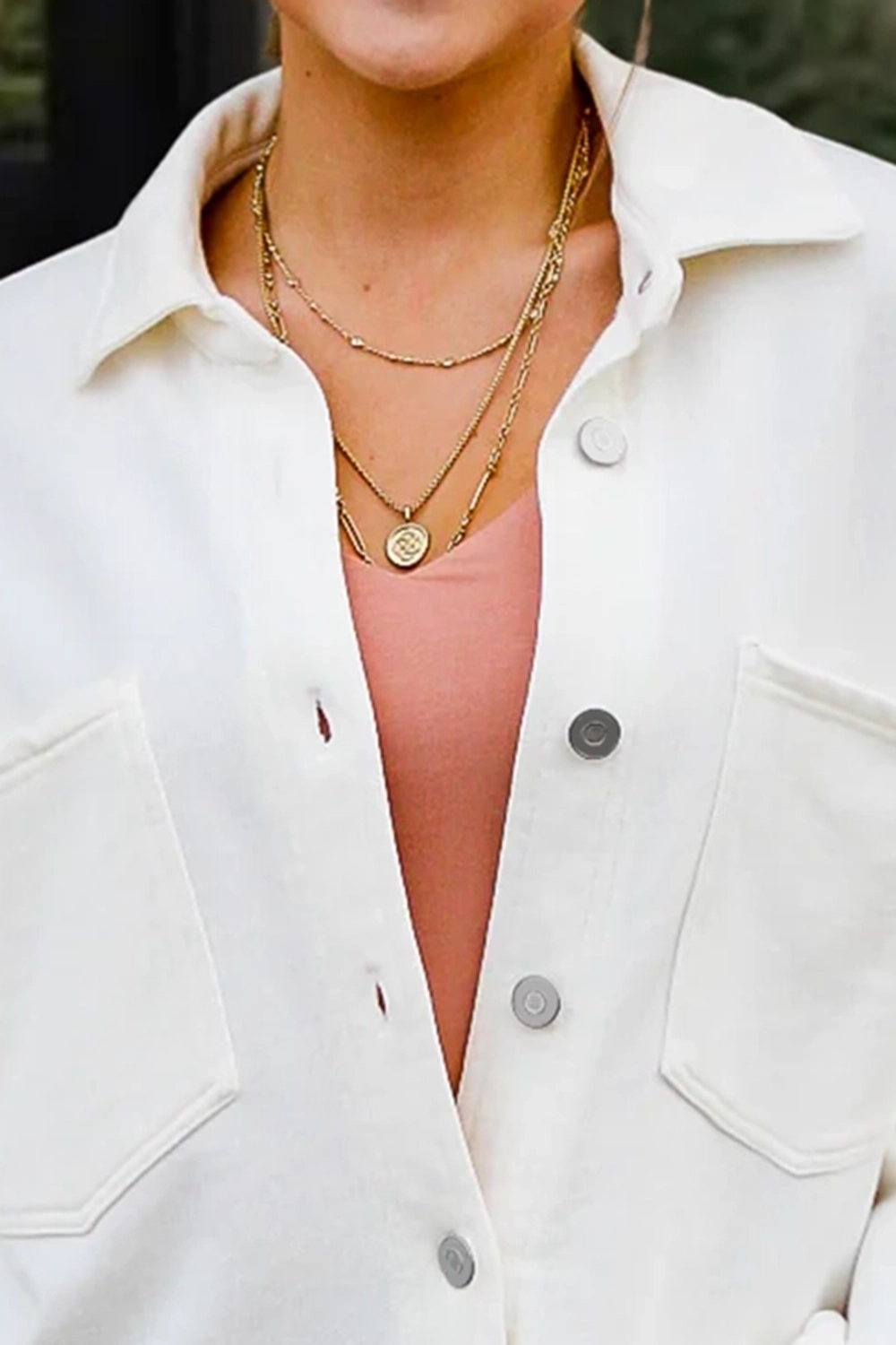 White Lapel Pocket Jacket