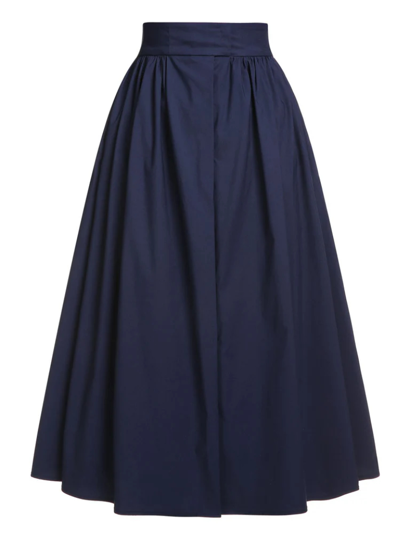 DARK BLUE GRAY 1960S SOLID UMBRELLA SKIRT