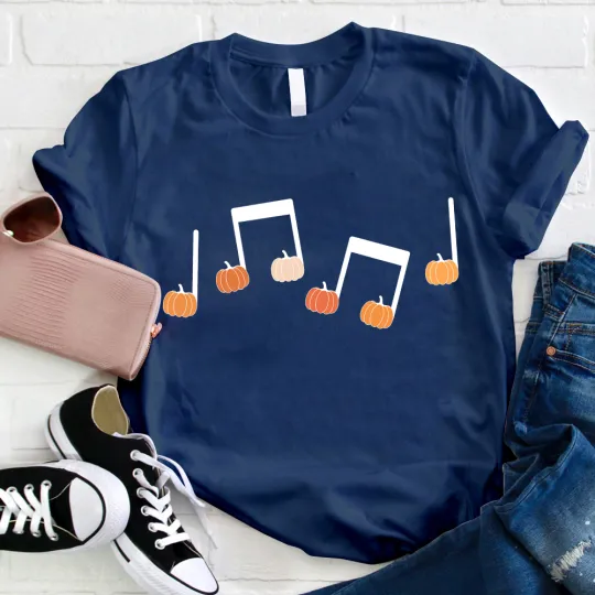 Musical Notation Halloween Pumpkin Teacher T-Shirt