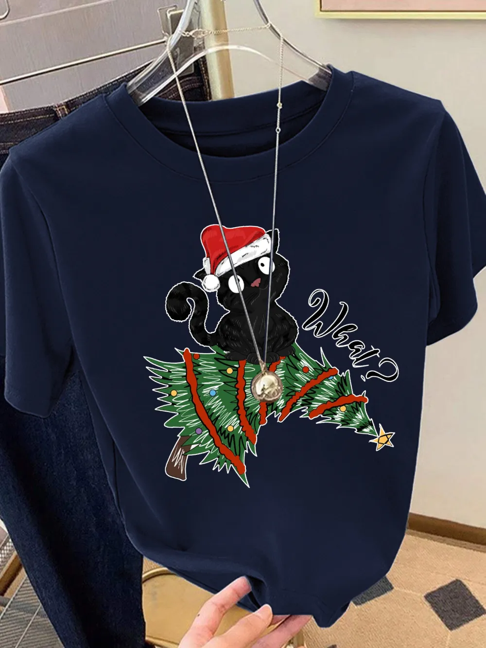 Kitty Santa Lady T-shirt