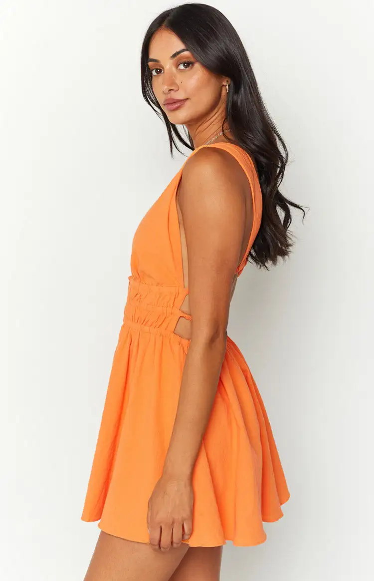 Genovia Crinkle Orange Mini Dress