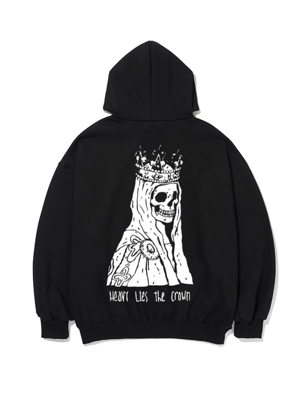 HEAVY LIES THE CROWN PATTERN PRINTED HOODIE