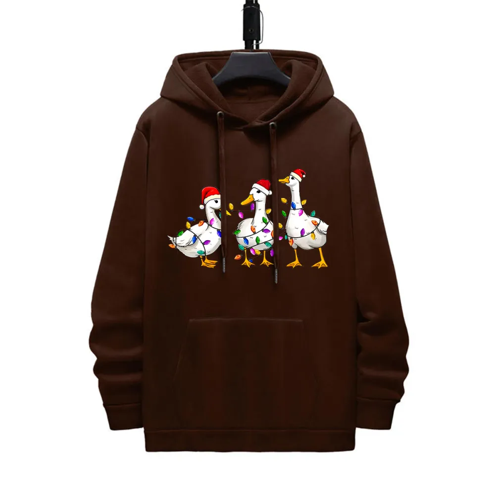 JUST THREE OF US AT THE CHRISTMAS DAY PATTERN PRINTED HOODIE