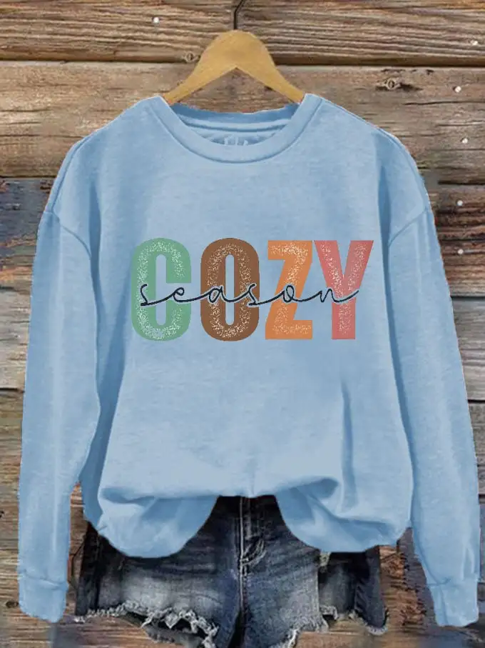 Women's Cozy Season Print Casual Sweatshirt