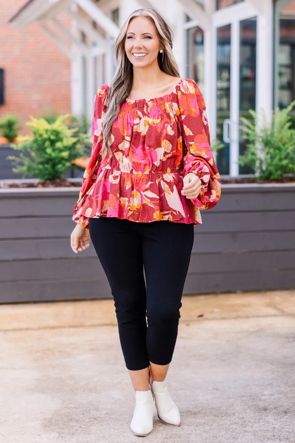 Petal Perfection Blouse, Brick