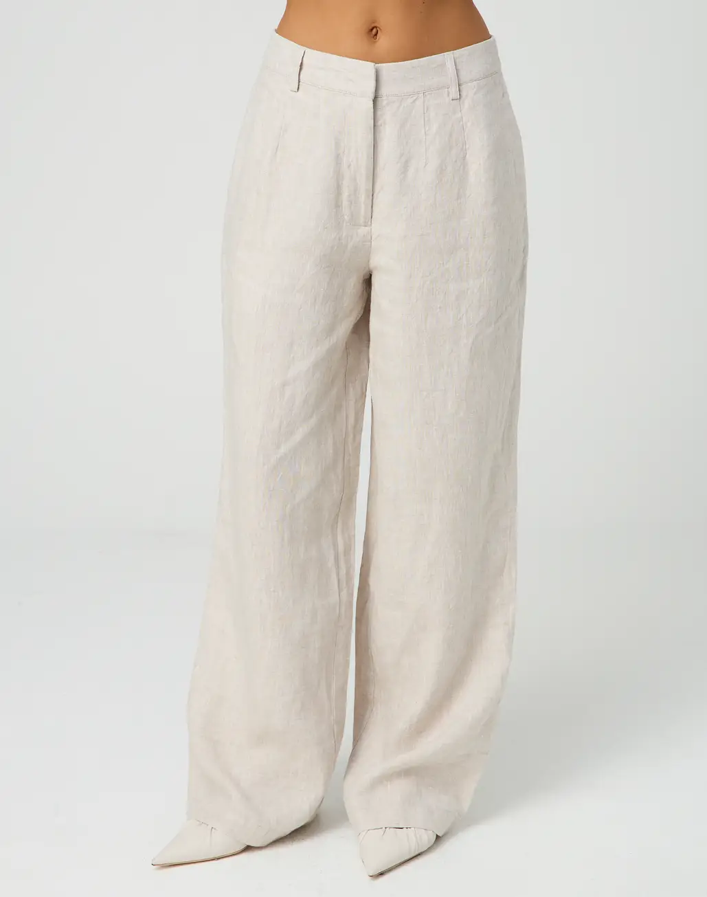 Linen Pleat Wide Leg Pant