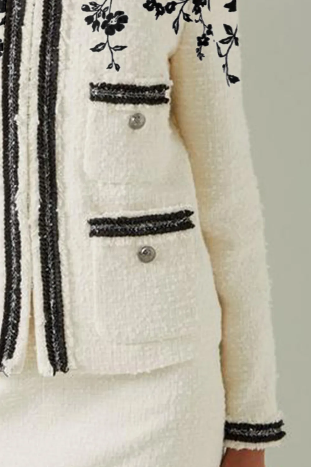 Charlie Cream Tweed Trim Jacket