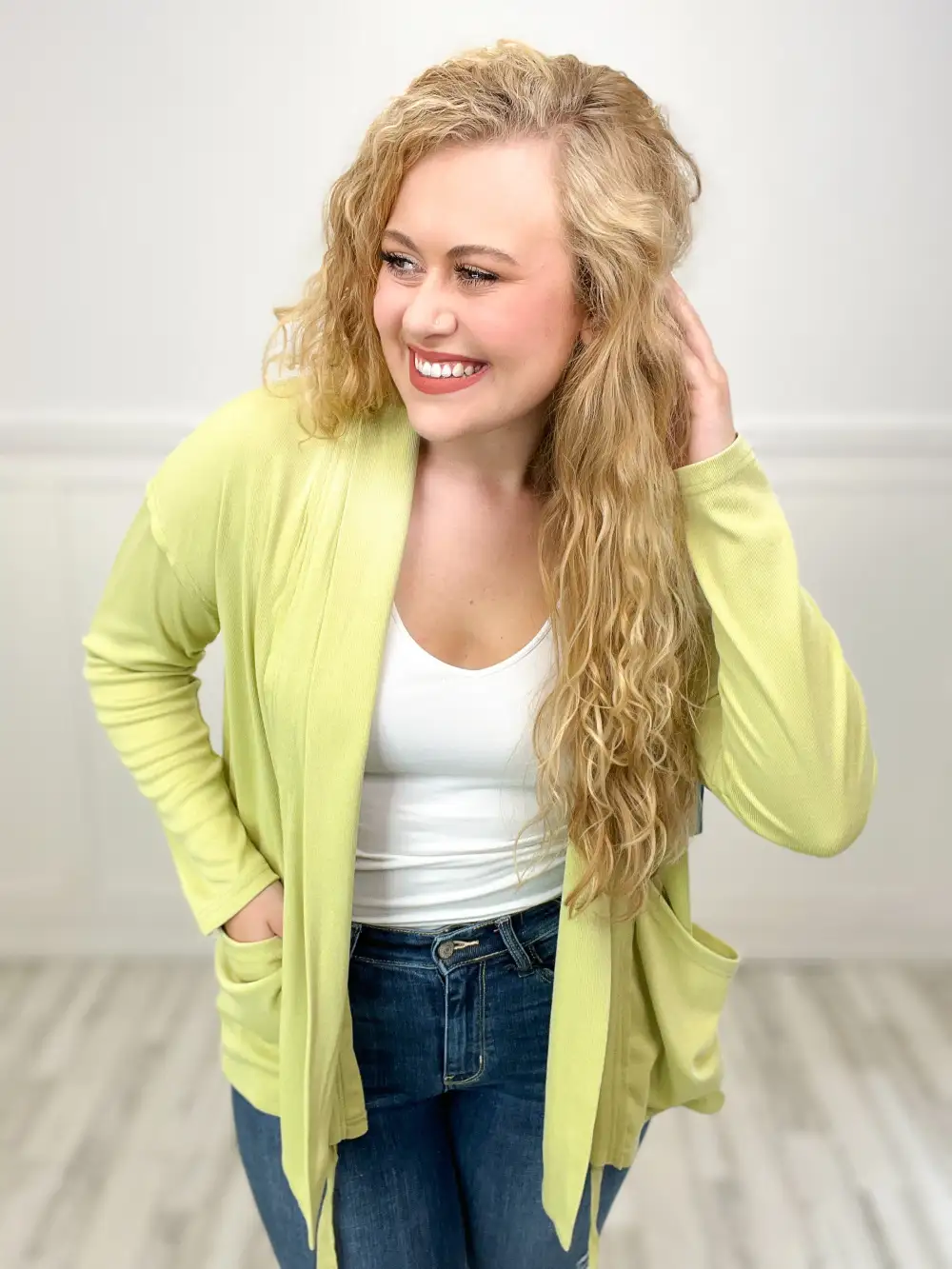 SOFT RIB OPEN FRONT CARDIGAN WITH POCKETS