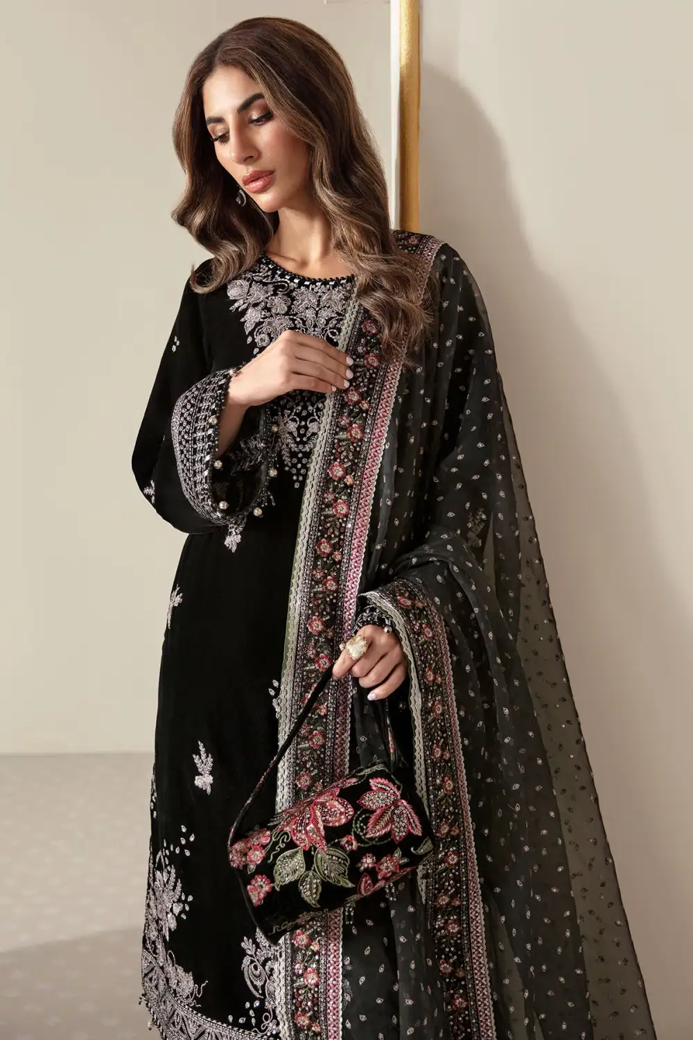 Embroidered Velvet Formal Sets