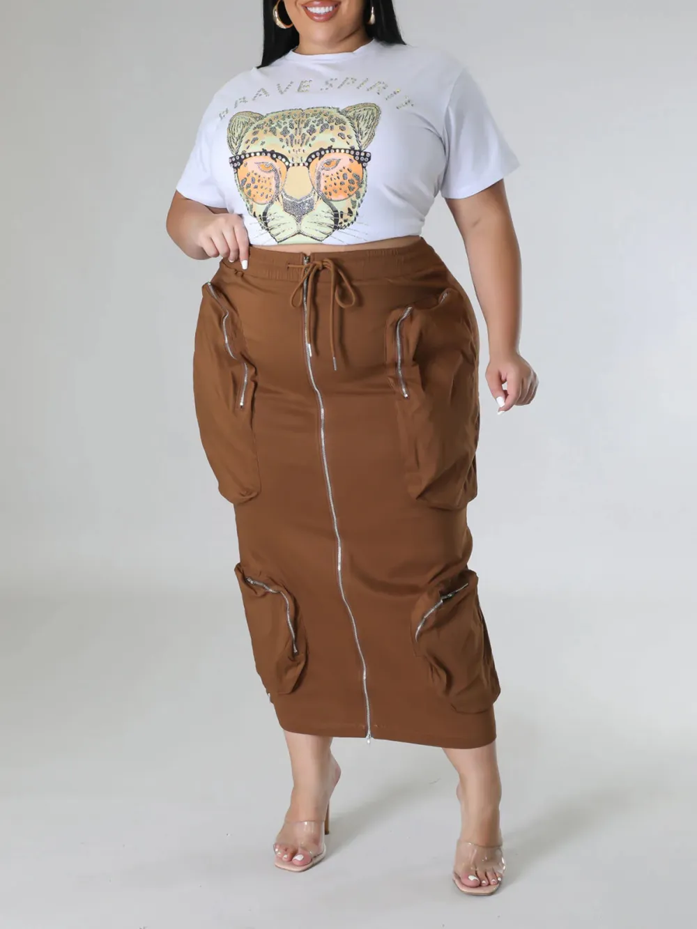 Plus-Size Fashion Women'S Cargo Style Skirt