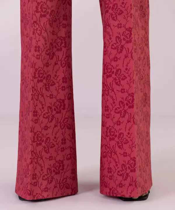 Printed Cambric Boot-cut Pants