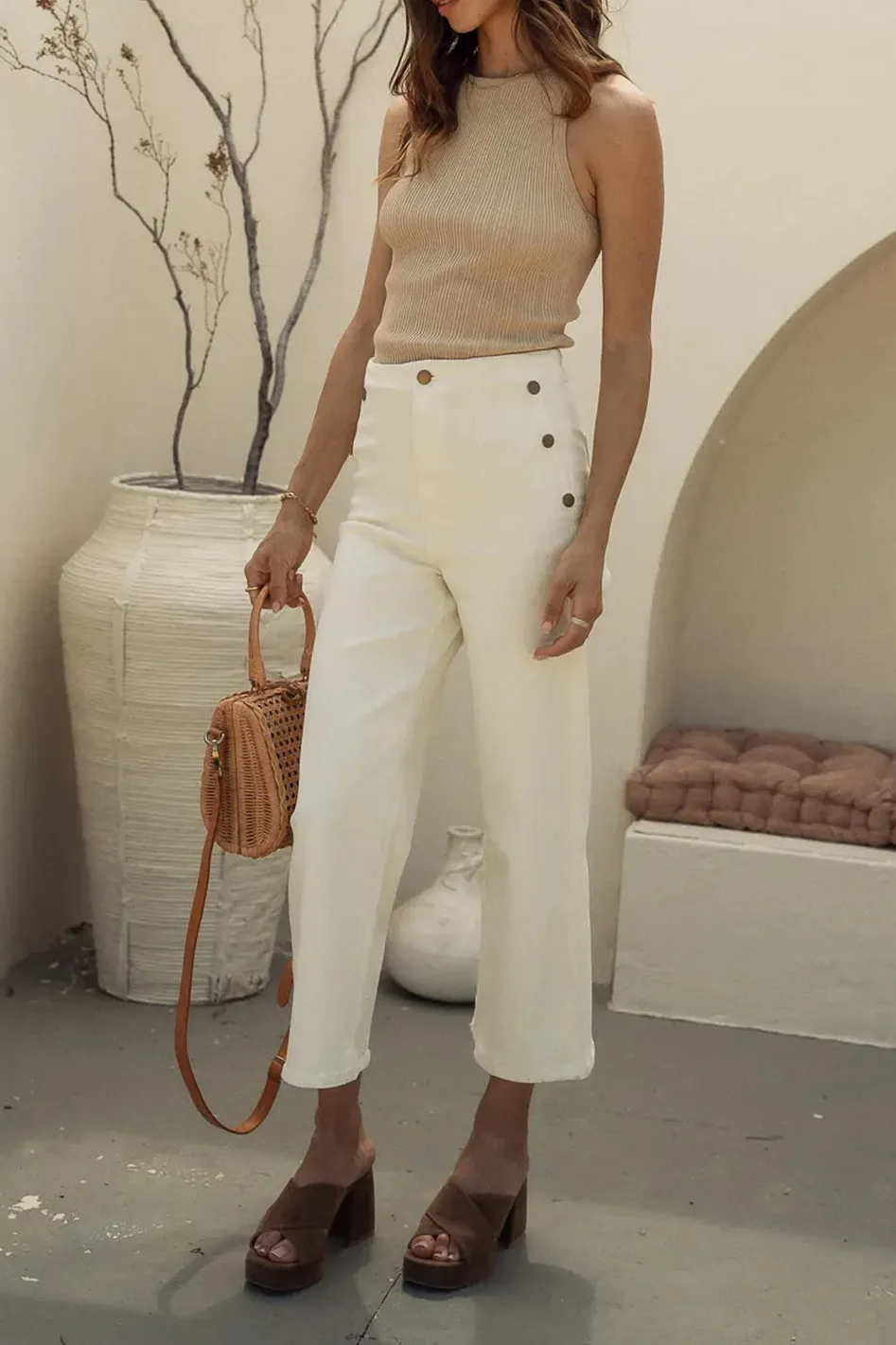 GEORGIA WIDE LEG JEANS IN CREAM