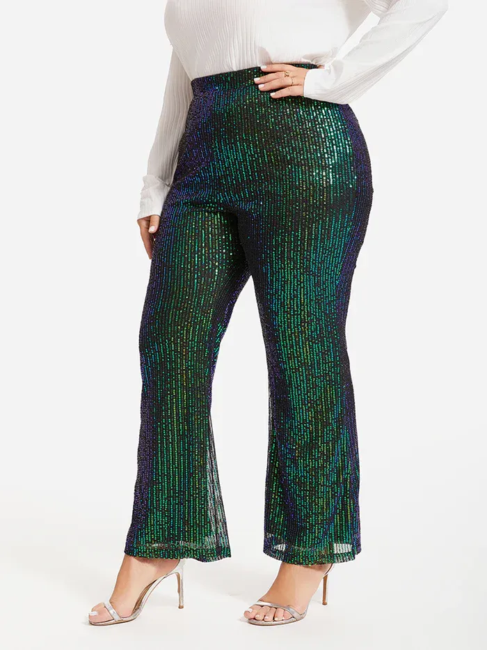 Sequin Flare Leg Pants