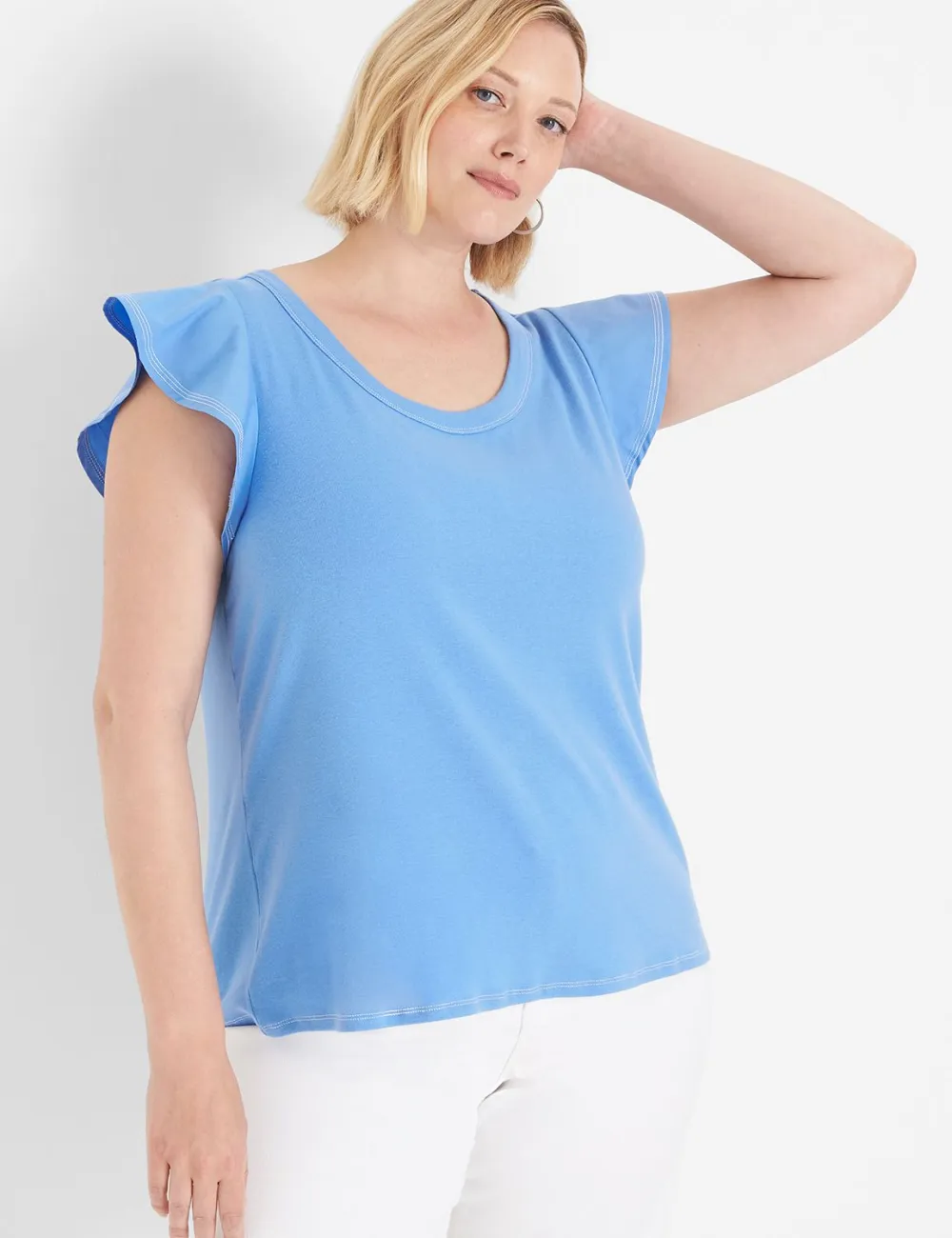 Woven Flutter-Sleeve Tee