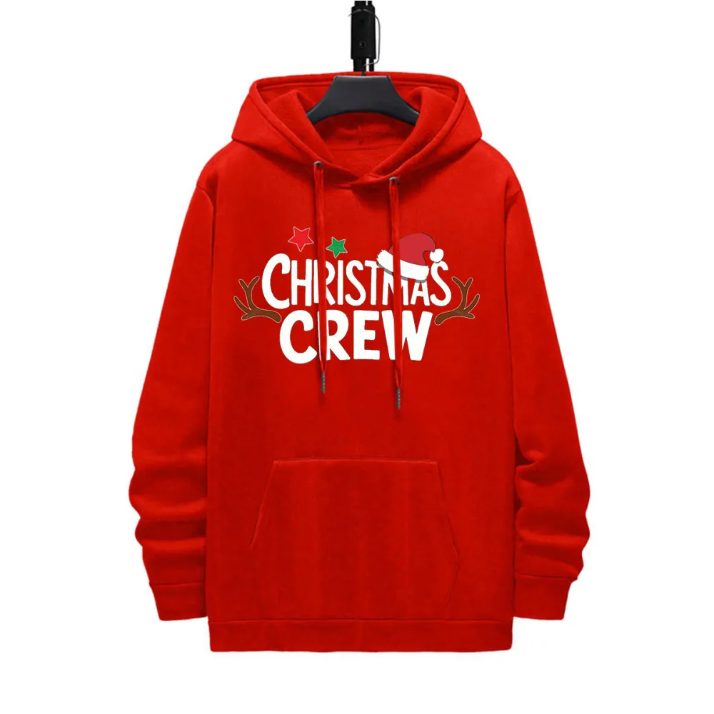 CHRISTMAS CREW HAT PATTERN PRINTED HOODIE