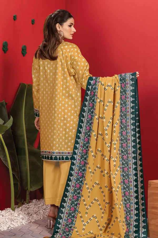 3 Piece Kurta Embroidered | Dupatta& Bottom & Tops | Color yellow