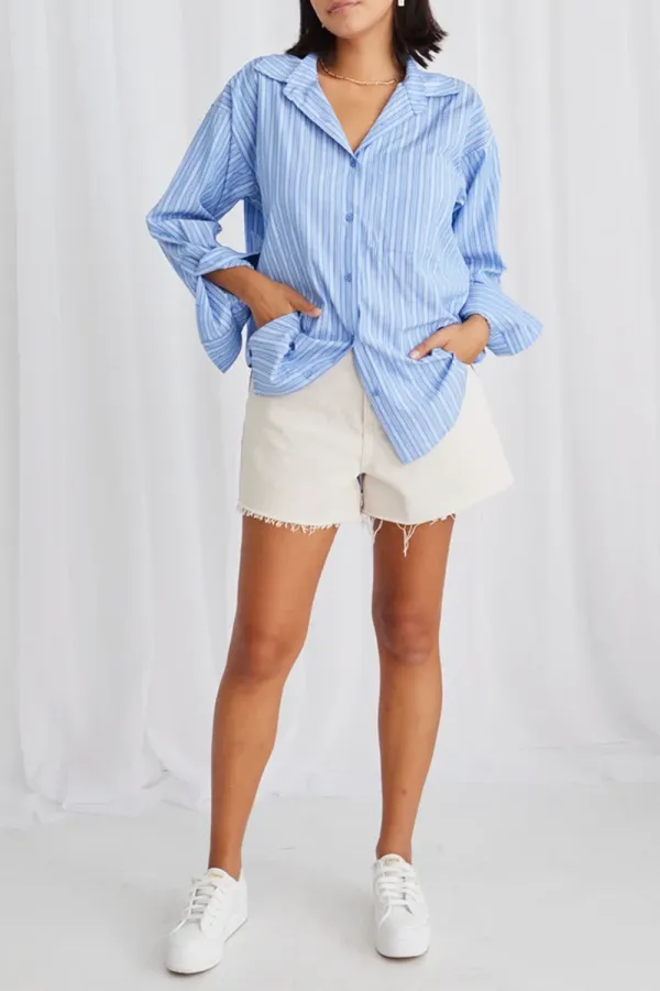 California Cobalt Stripe Oversized Shirt