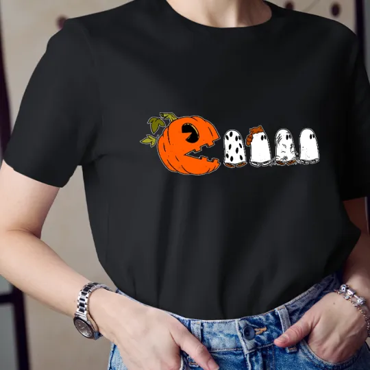 Pumpkin Ghost Pacman T-Shirt