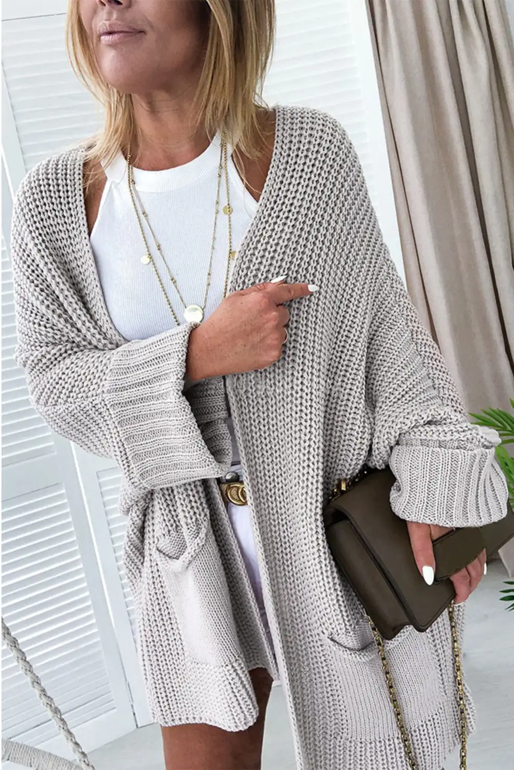 Oversized Fold Over Sleeve Cardigan