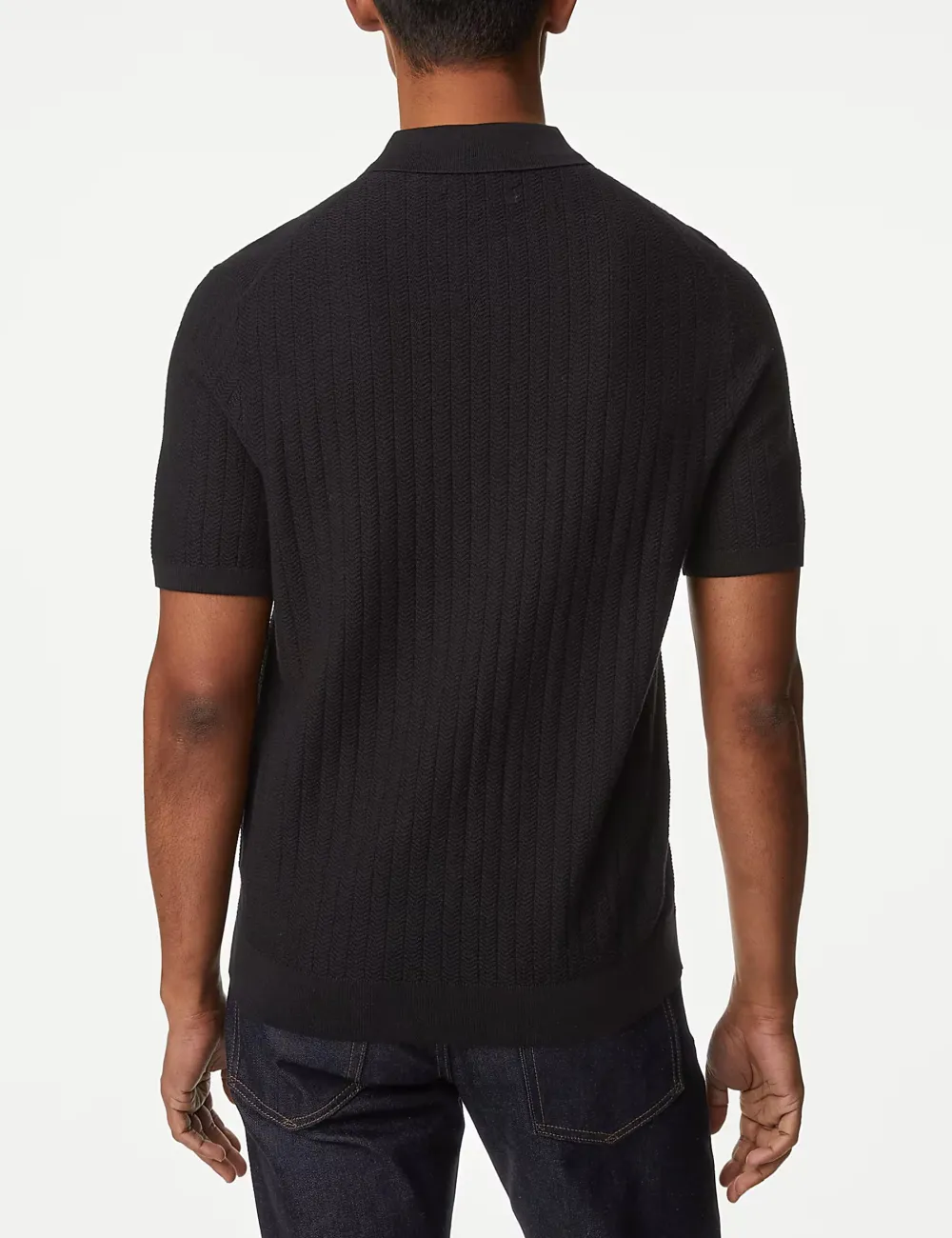 Cotton Rich Textured Knitted Polo Shirt