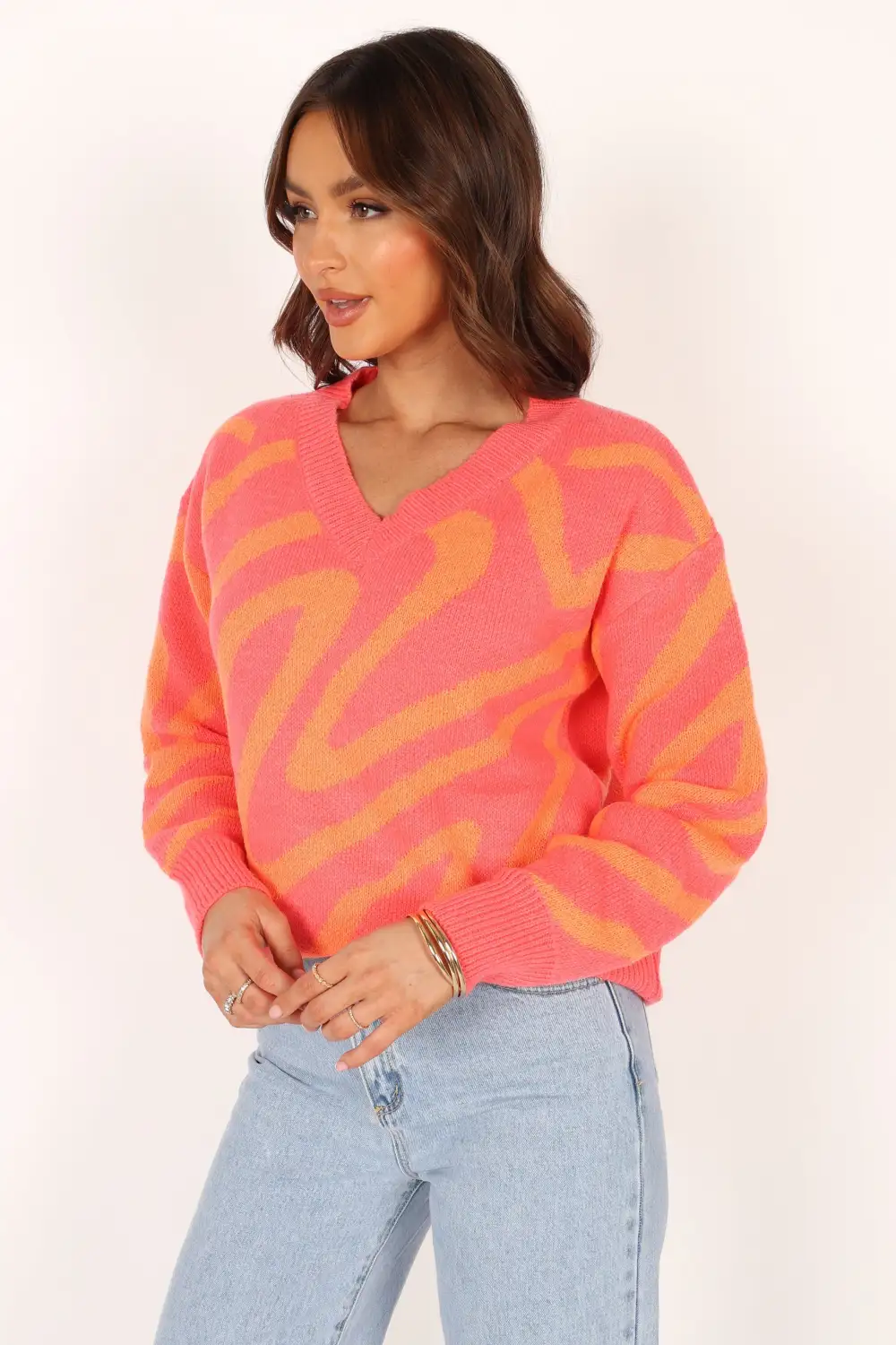 Rosalee Pattern Knit Sweater - Pink