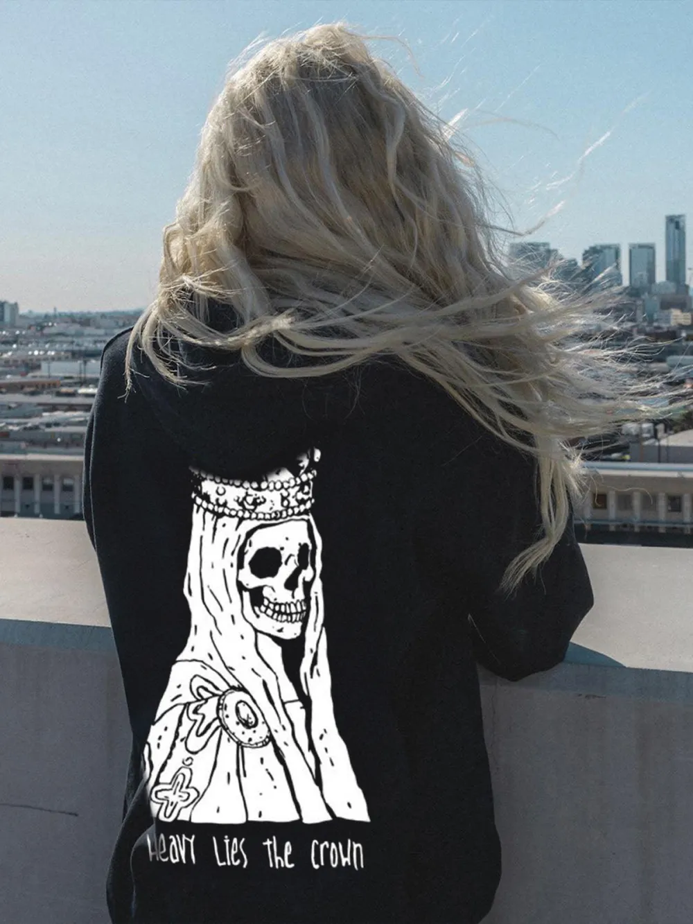 HEAVY LIES THE CROWN PATTERN PRINTED HOODIE