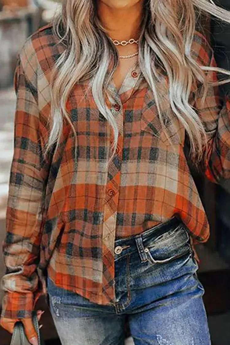 Casual Vintage Check Long Sleeve Shirt