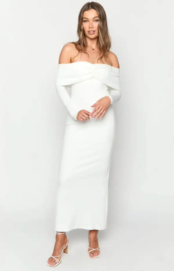 Tuesday White Long Sleeve Maxi Dress