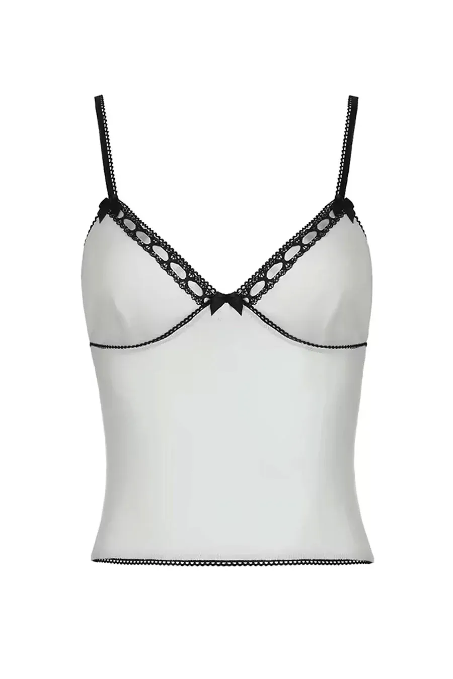 Y2K Coquette Pointelle Bow-Detailed Cami Tank Top