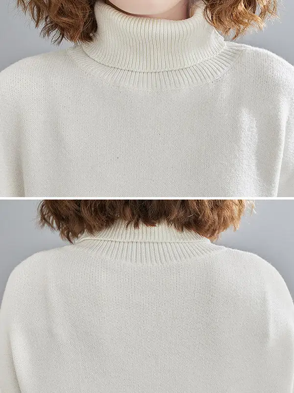 Original Solid High-Neck Knitting Sweater