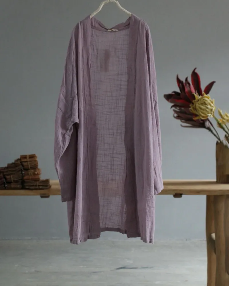 Simple Lightweight Cool Cotton Linen Cardigan