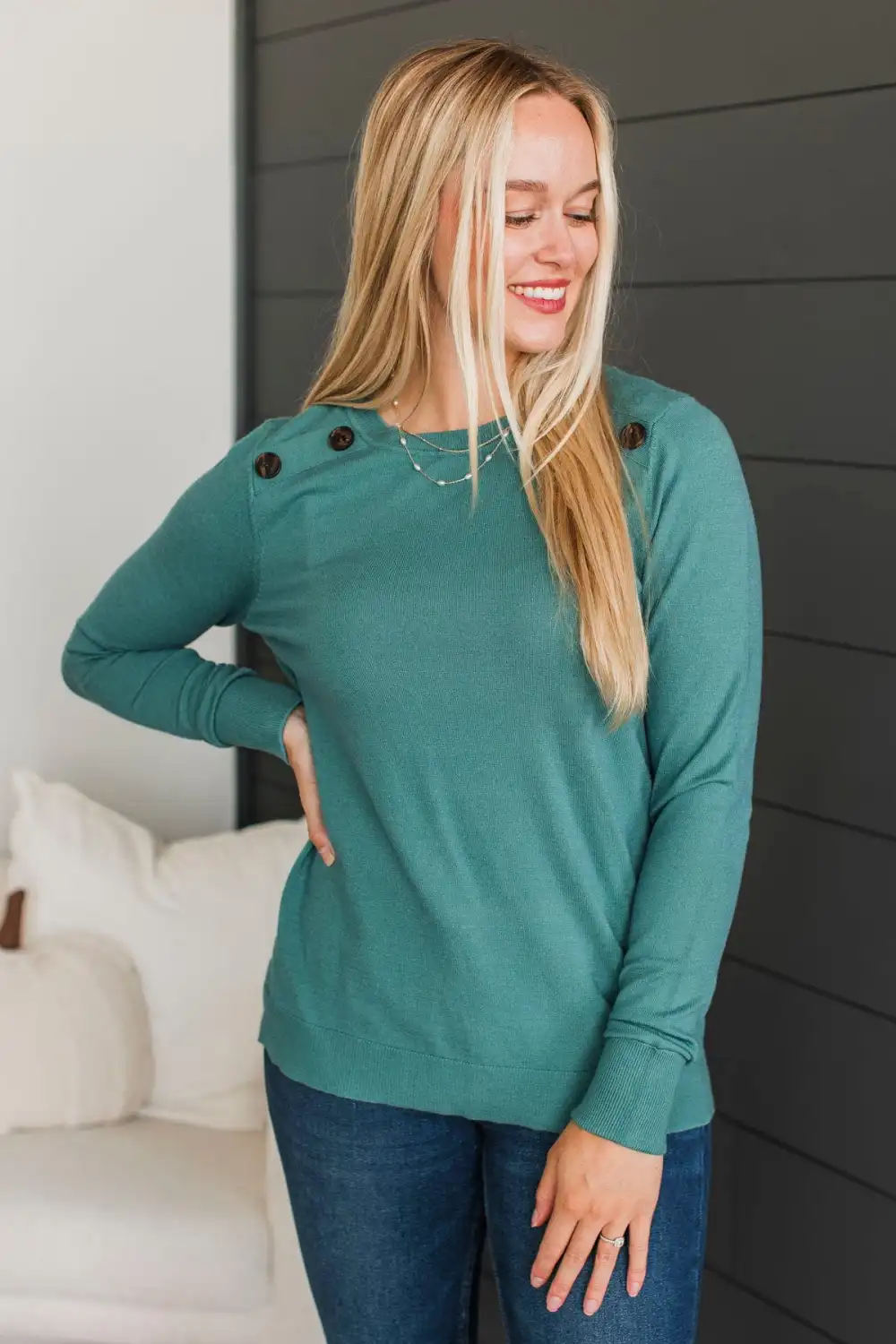 Stay Cozy Knit Sweater- Dusty Jade