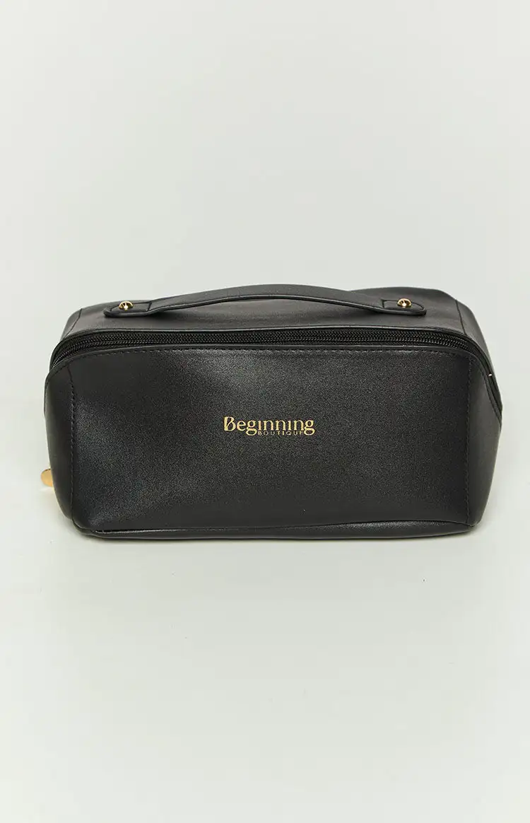 Beginning Boutique Black Zipper Cosmetic Bag