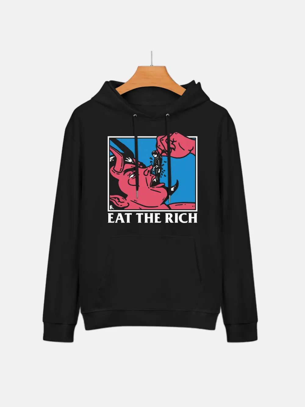 EAT THE RICH PATTERN PRINTED HOODIE