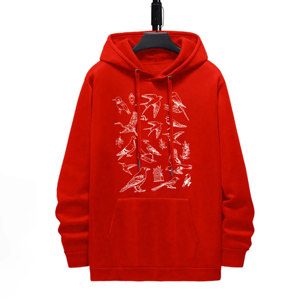 BIRDS PATTERN PRINTED HOODIE